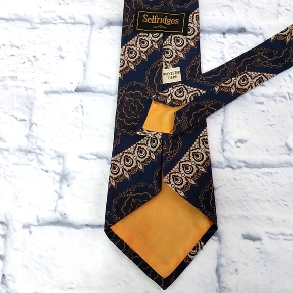 Vintage Selfridges London Wide Poly Tie - Picture 3 of 4